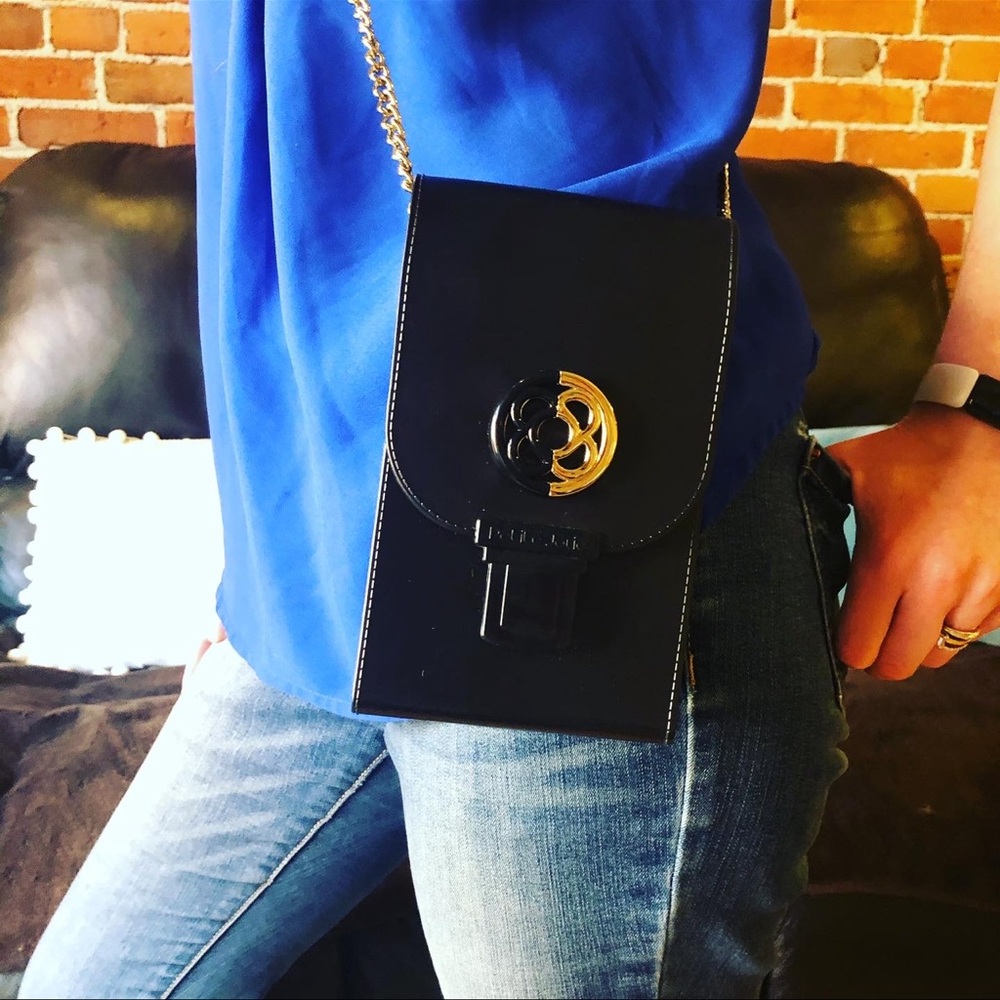 Petite Jolie crossbody shoulder bag purse strap chain black